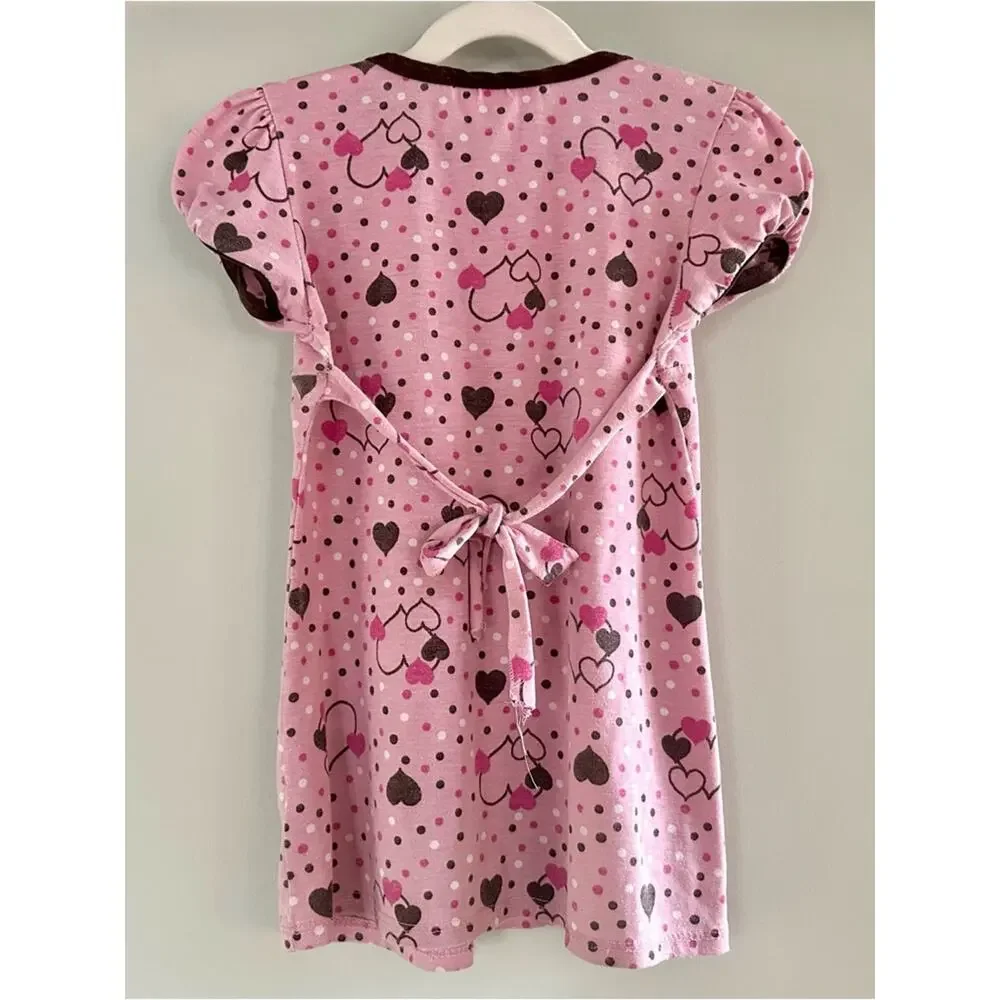 Vintage Kids Headquarters Toddler Girls Pink Heart Dress Size 6X Short Sleeve